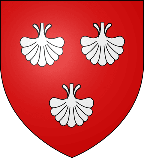 Dacre: gules, three escallops argent